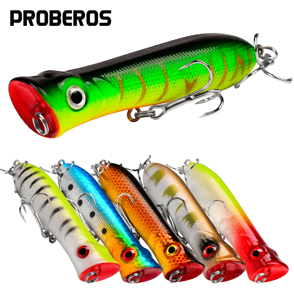 Fishing Lure Popper - 強力なフックを備えたプレミアムロングキャスティングポッパー,淡水釣り用,リアルなデザイン,8cm, 3.14インチ,10.5g